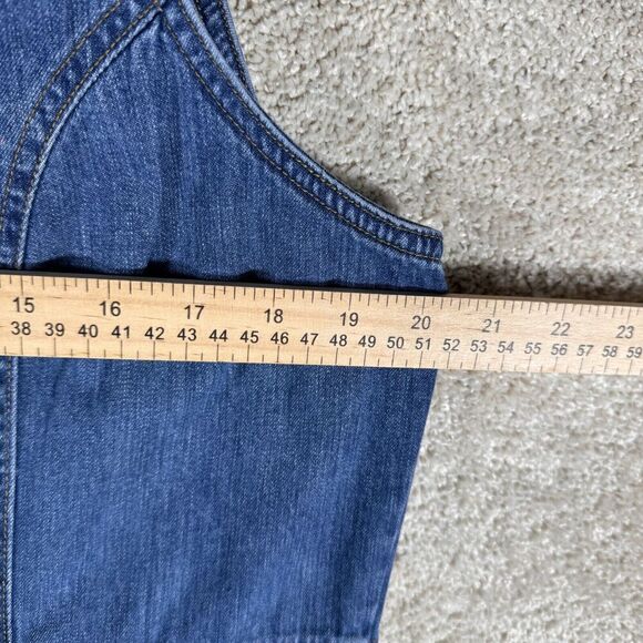 Walt Disney World Jean Jumper Dress Women's Large Blue Jean Mickey Mouse Snap Up - Picture 7 of 13